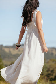 Valara Tie Shoulder Maxi Dress - Oatmeal