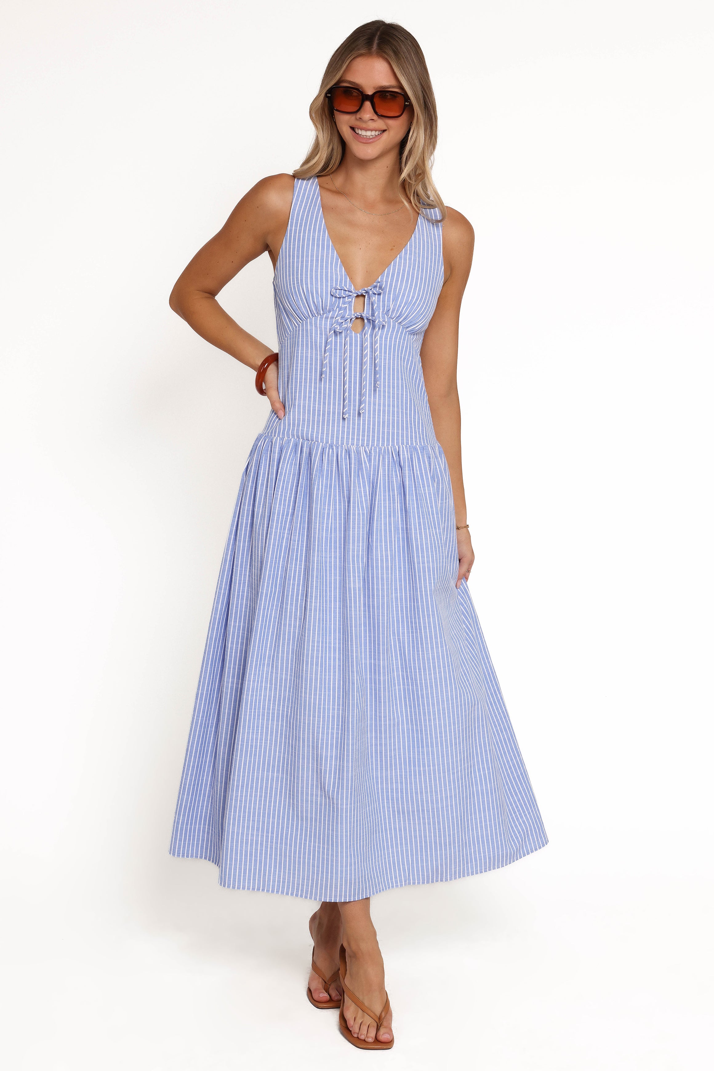 Vanessa Maxi Dress - Navy Pinstripe