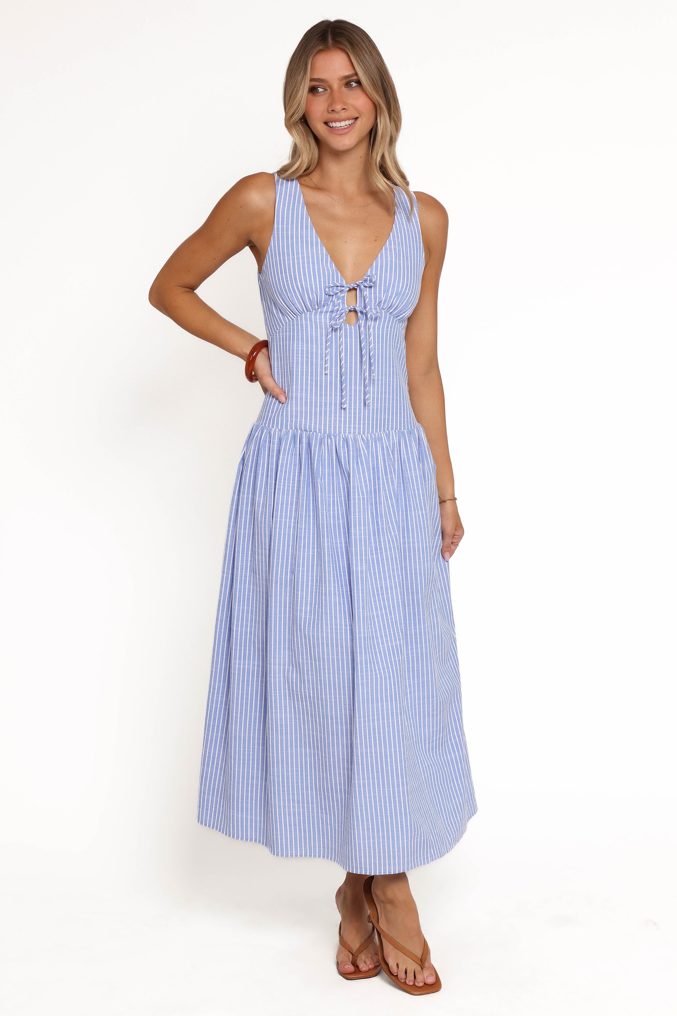 Vanessa Maxi Dress - Navy Pinstripe