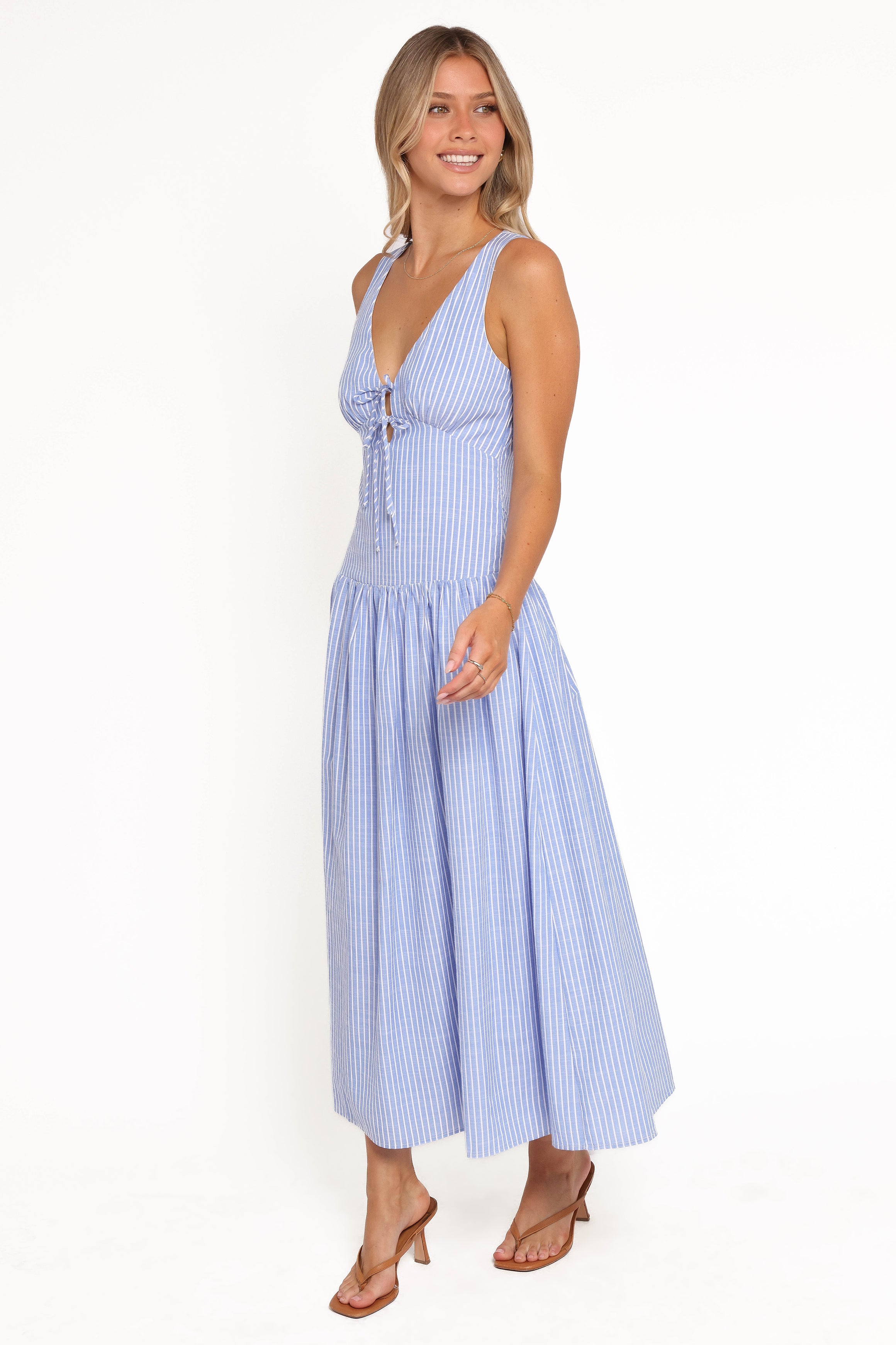 Vanessa Maxi Dress - Navy Pinstripe