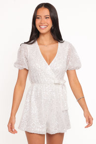Varity Puff Sleeve Playsuit - White