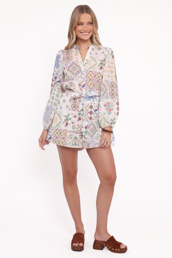 Venice Long Sleeve Playsuit - Multi