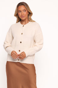 Verago Textured Stripe Cardigan - Cream