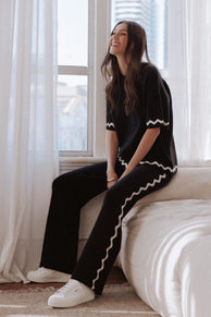 Vespa Knitted Tee - Black White