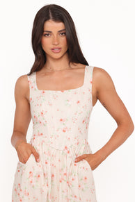 Vespa Midi Dress - Peach Floral