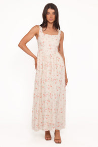 Vespa Midi Dress - Peach Floral