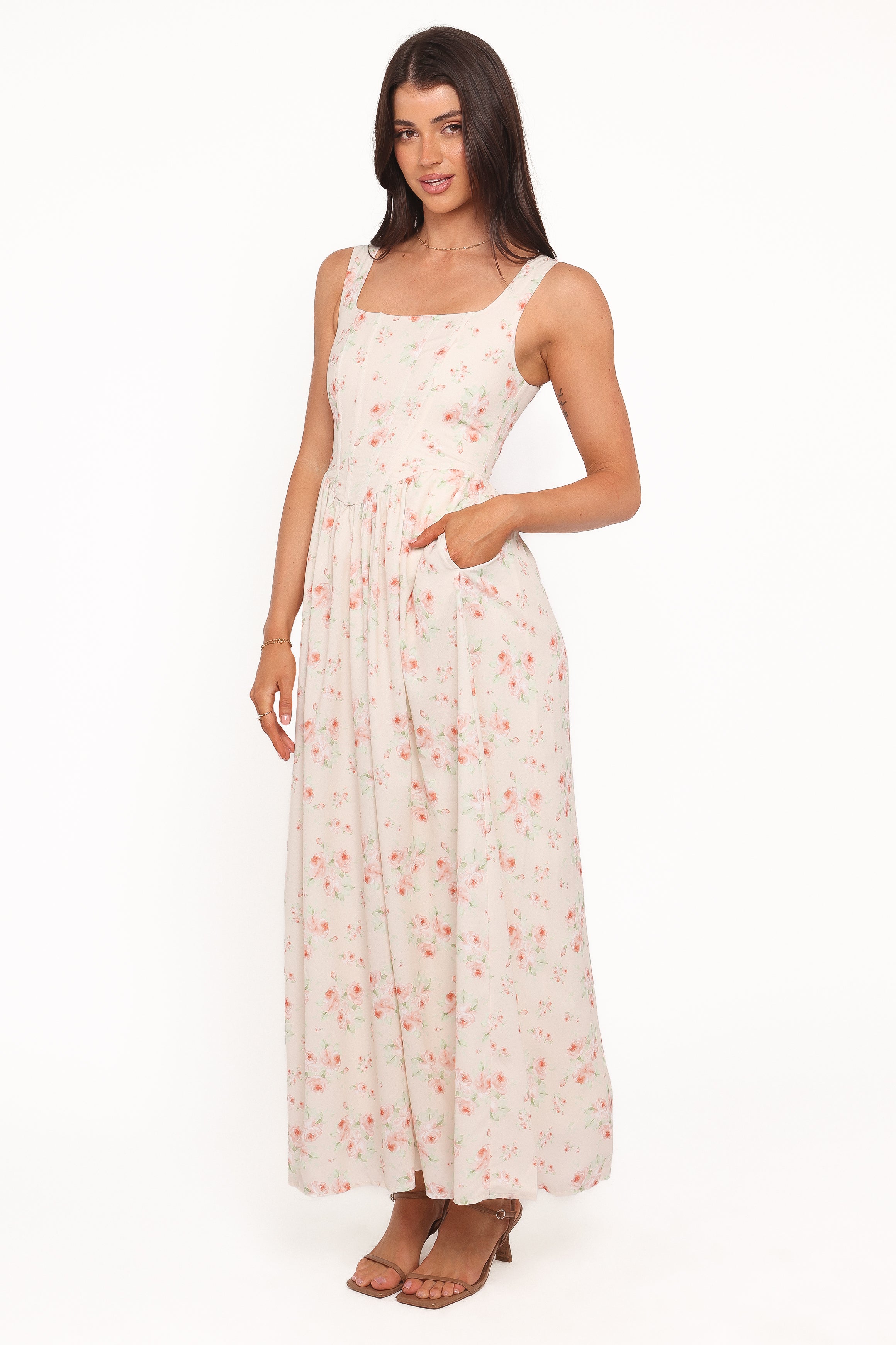 Vespa Midi Dress - Peach Floral