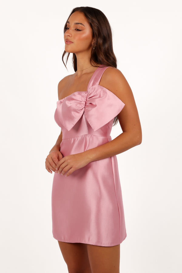 Veve One Shoulder Mini Dress - Poppy Pink