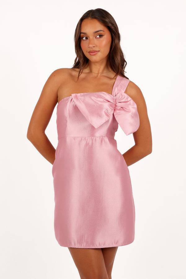 Veve One Shoulder Mini Dress - Poppy Pink