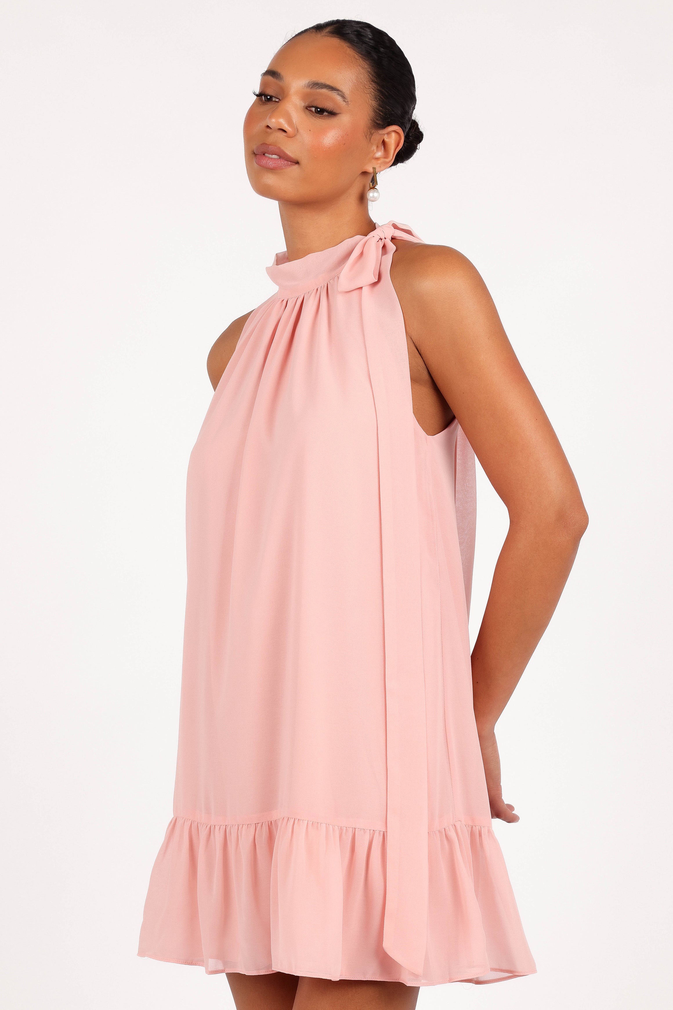 Victoria Halterneck Mini Dress - Petal Pink