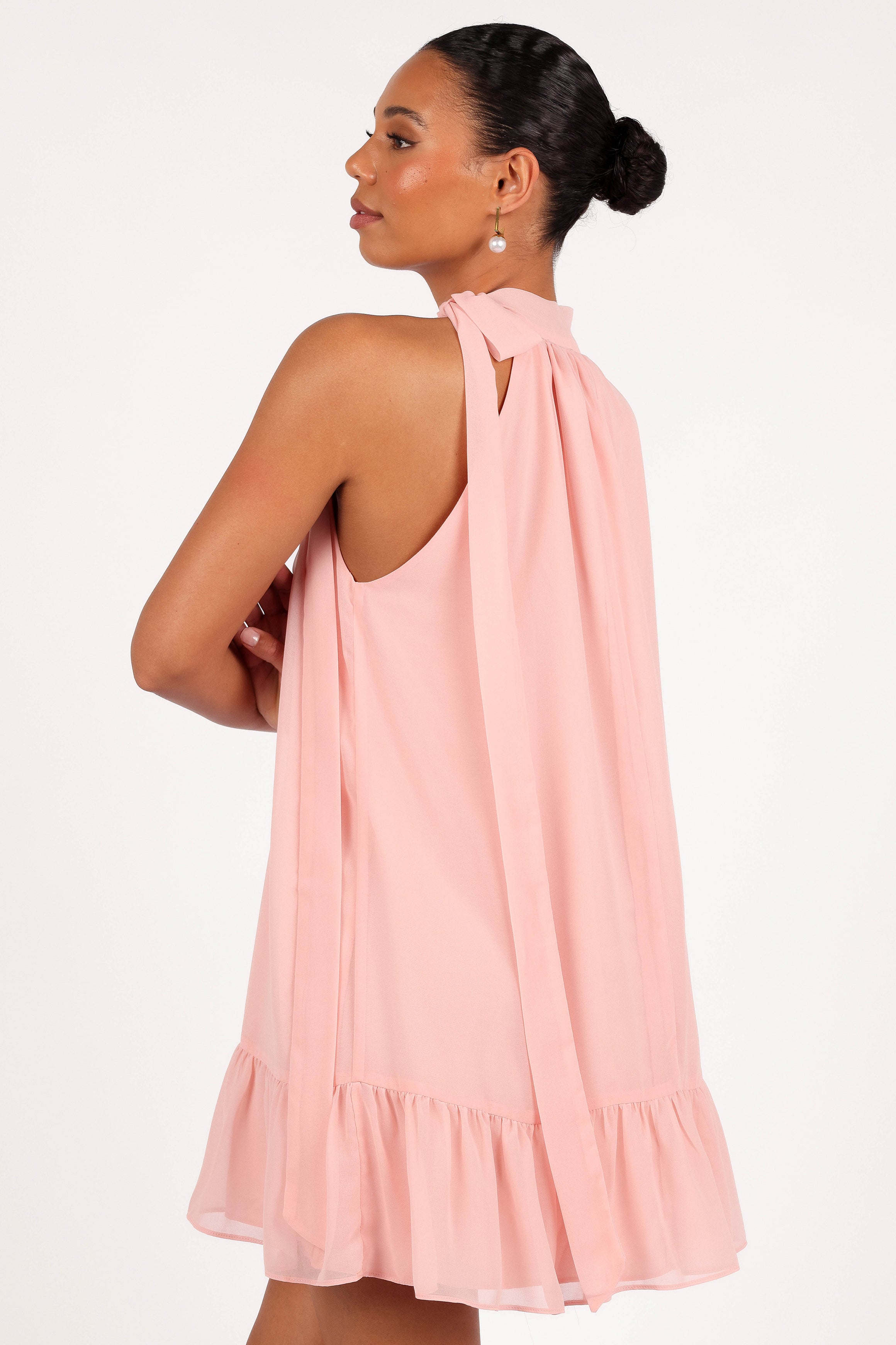 Victoria Halterneck Mini Dress - Petal Pink