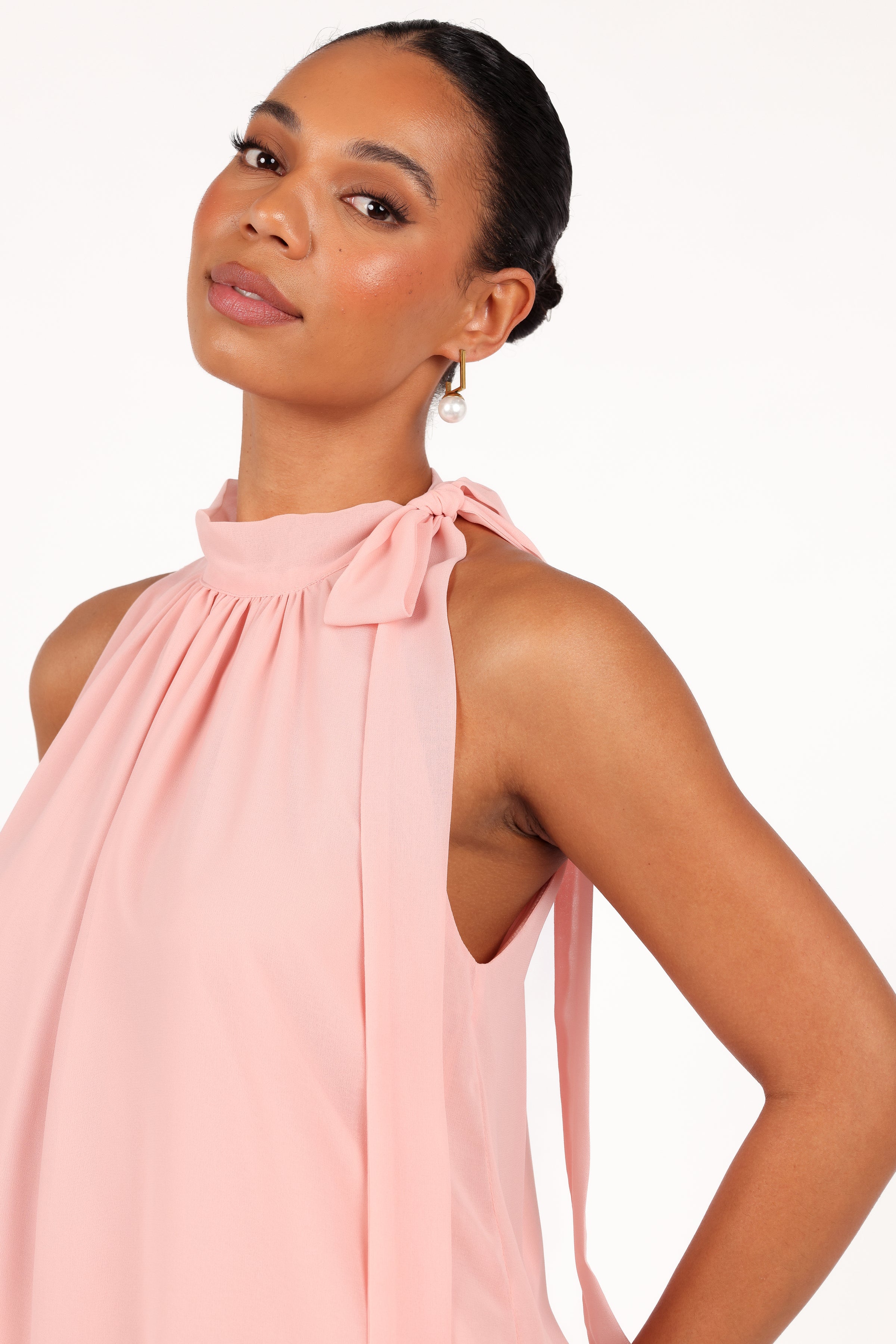 Victoria Halterneck Mini Dress - Petal Pink