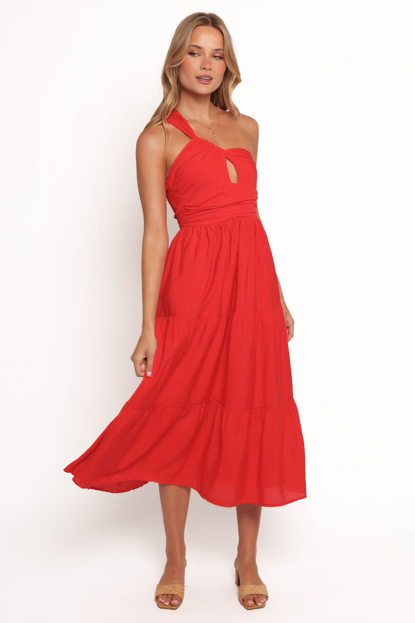 Vinny One Shoulder Maxi Dress - Red