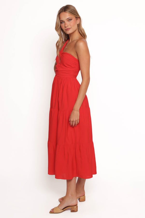 Vinny One Shoulder Maxi Dress - Red