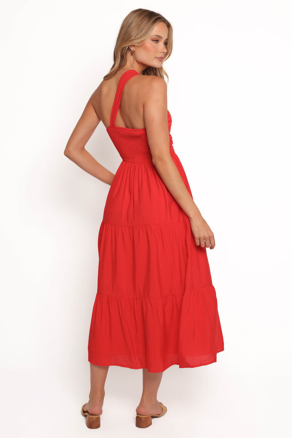 Vinny One Shoulder Maxi Dress - Red