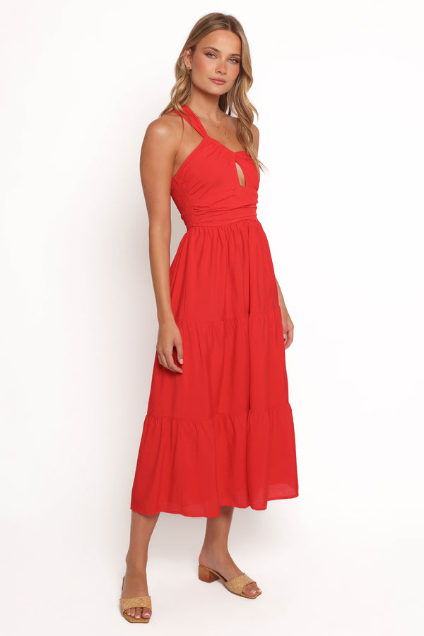 Vinny One Shoulder Maxi Dress - Red