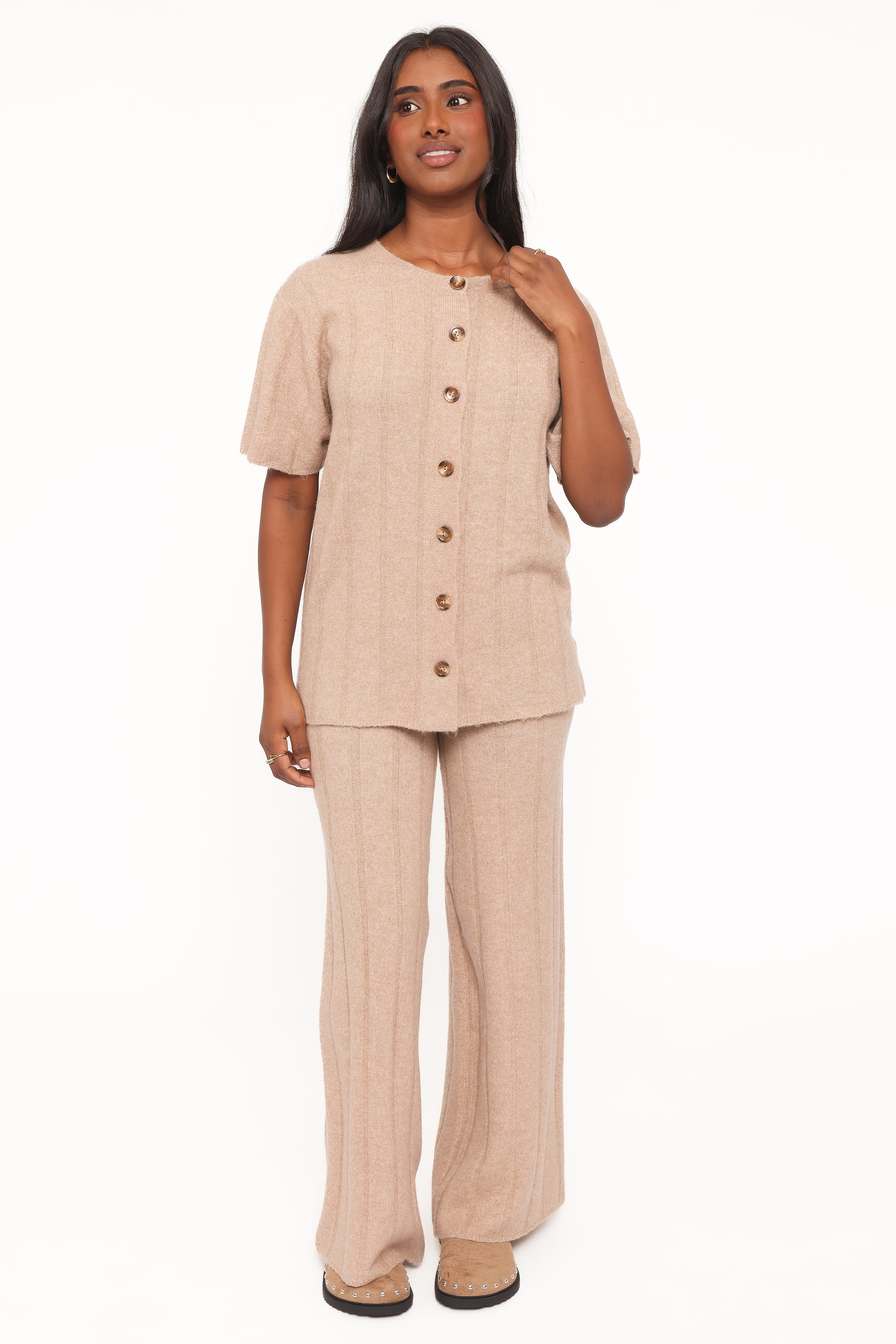 Wallace Wide Rib Pant Set - Camel