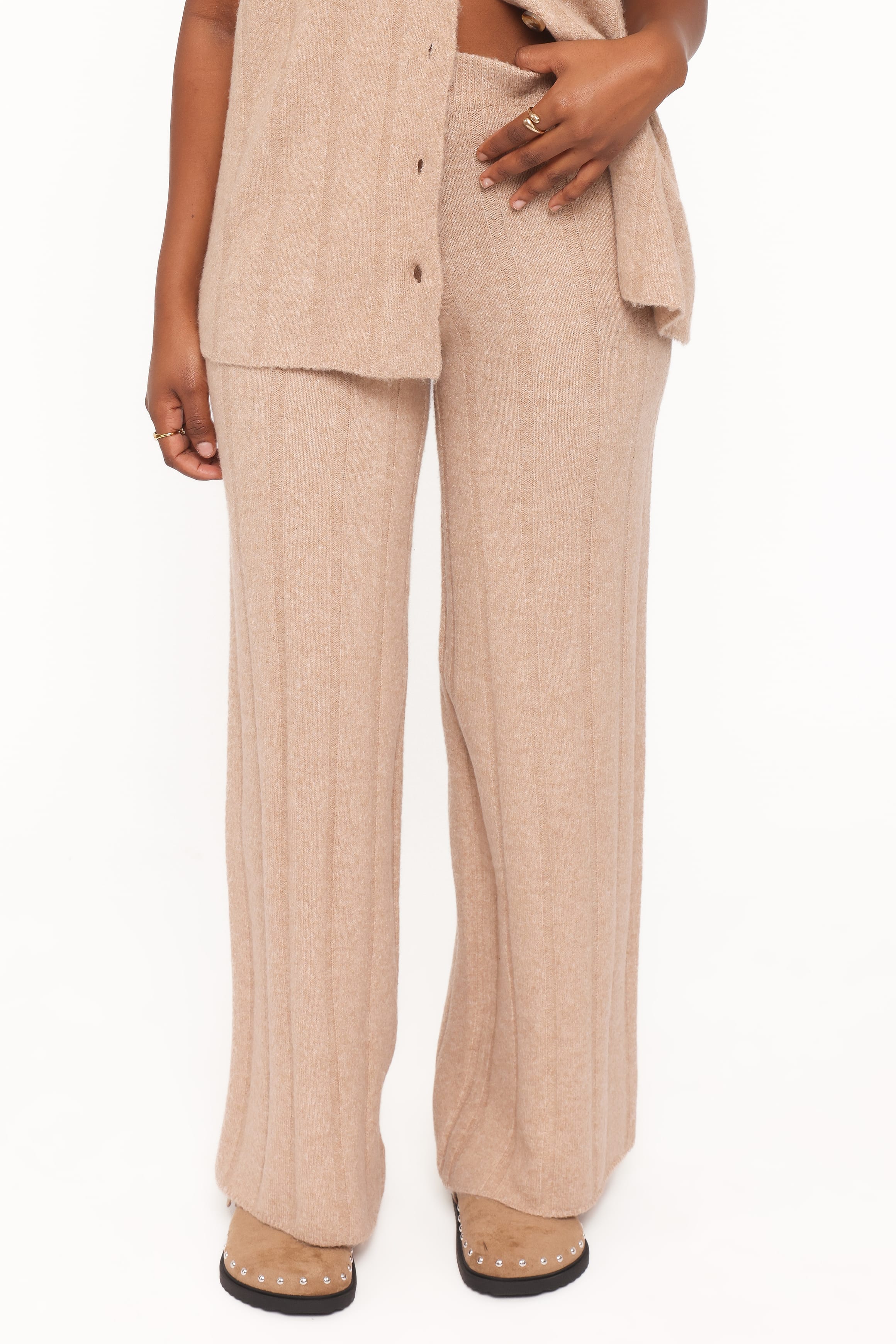 Wallace Wide Rib Pant Set - Camel