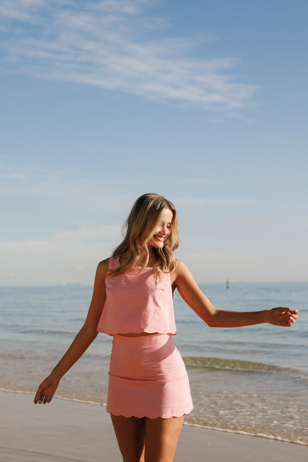 Wendie Scalloped Top - Poppy Pink