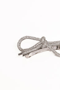 Whitney Bow Hair Clip - Silver