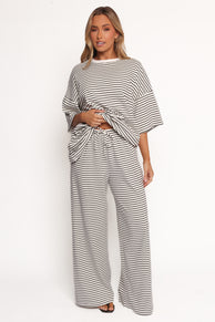 Wilda Knit Pant - White Black Stripe