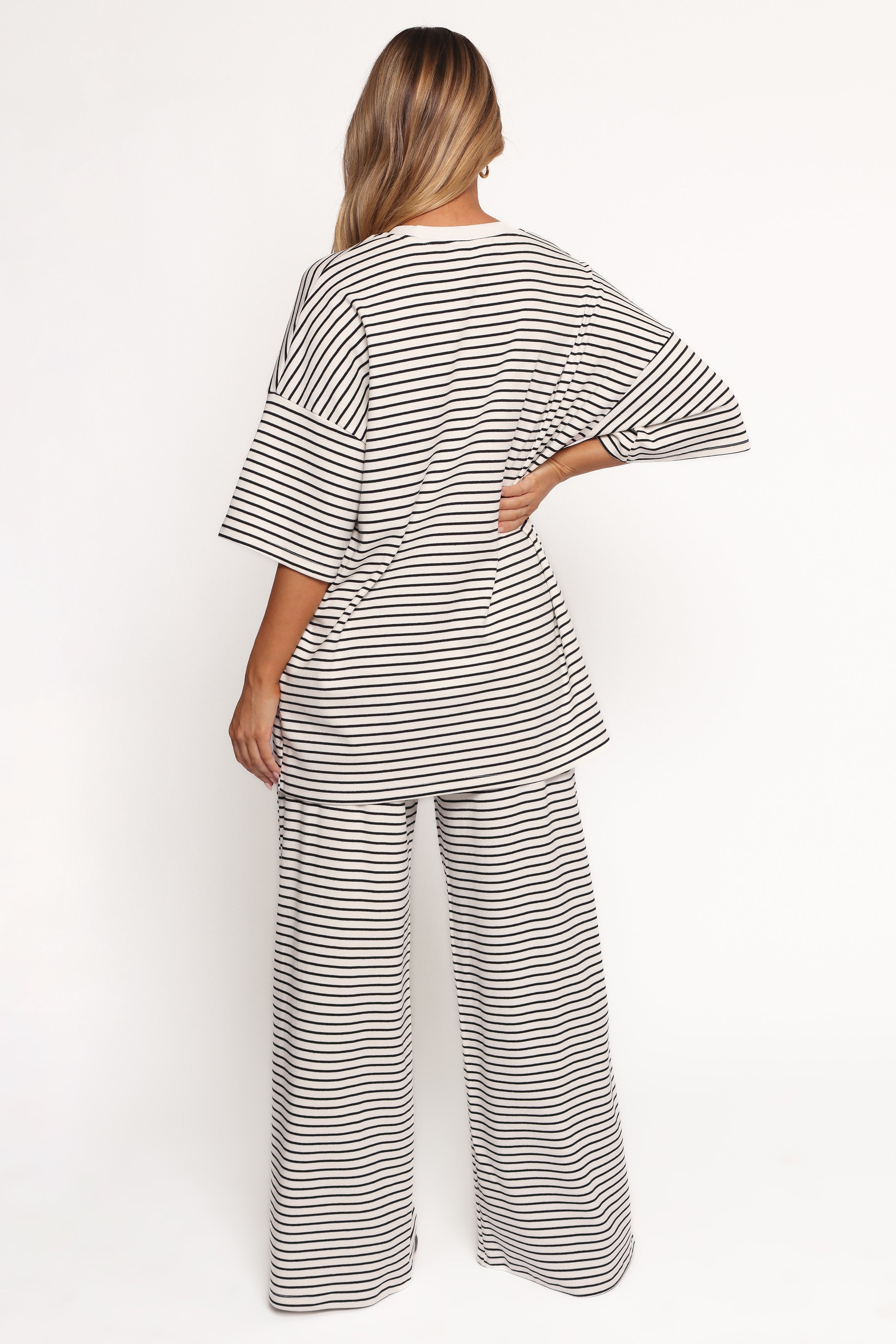 Wilda Knit Pant - White Black Stripe