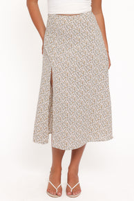 Willow Midi Skirt - Yellow Floral