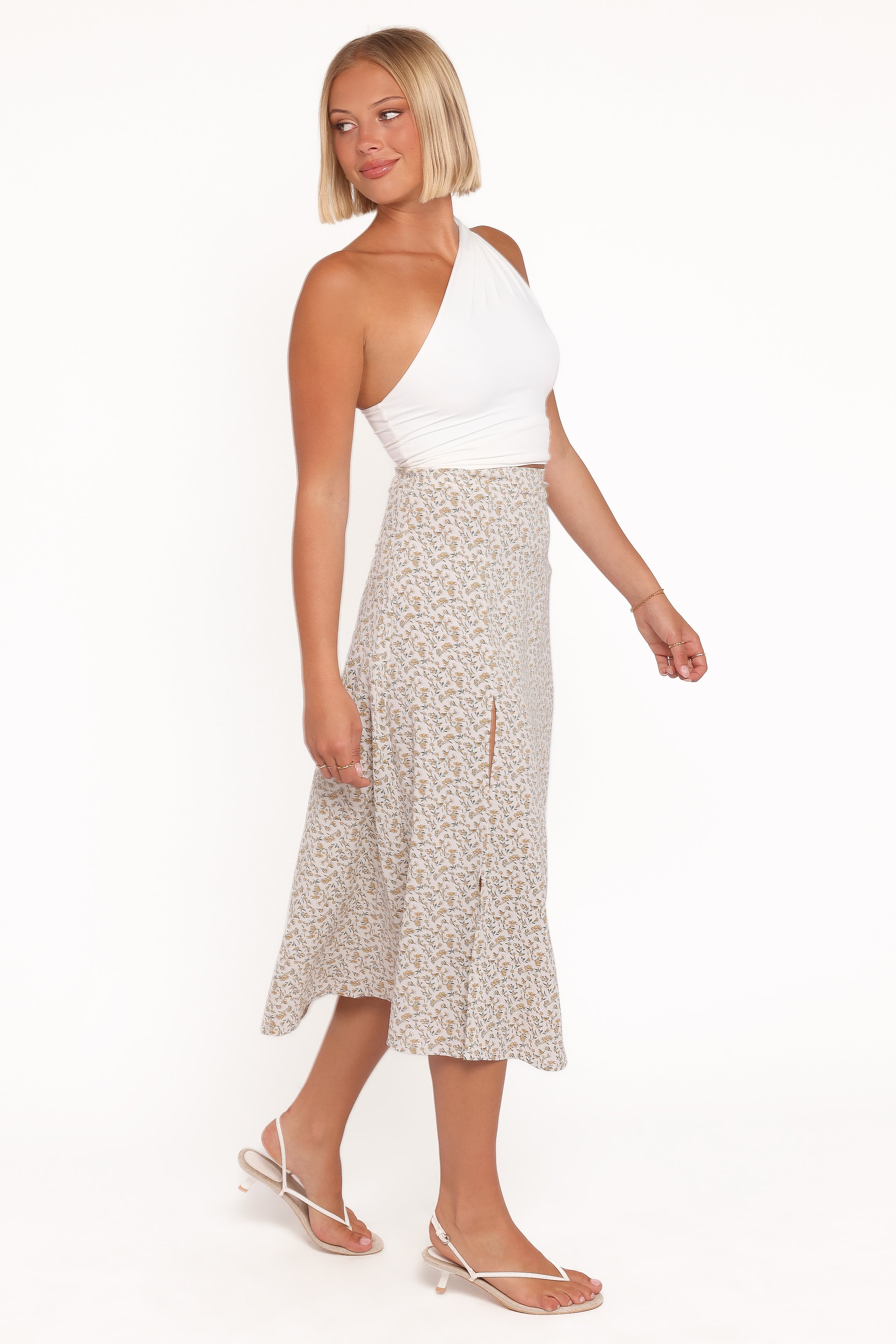 Willow Midi Skirt - Yellow Floral