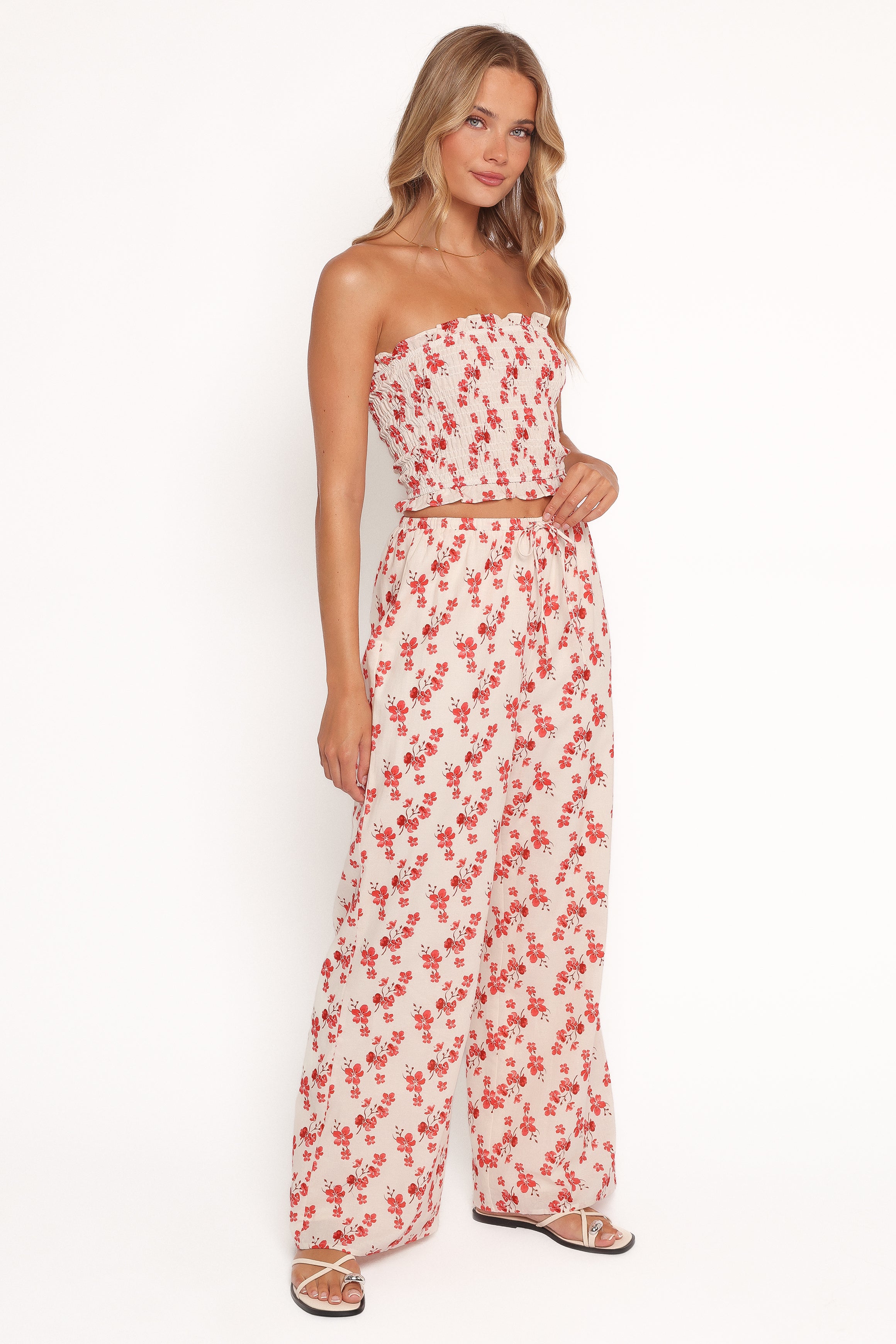 Winona Strapless Top - Red Blossom