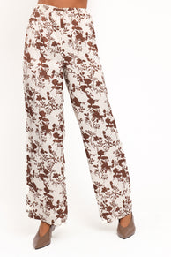 Winslet Wide Leg Pant - Brown Floral