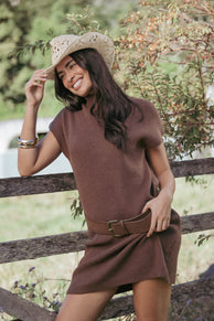 Wright Knit Mini Dress - Chocolate Brown