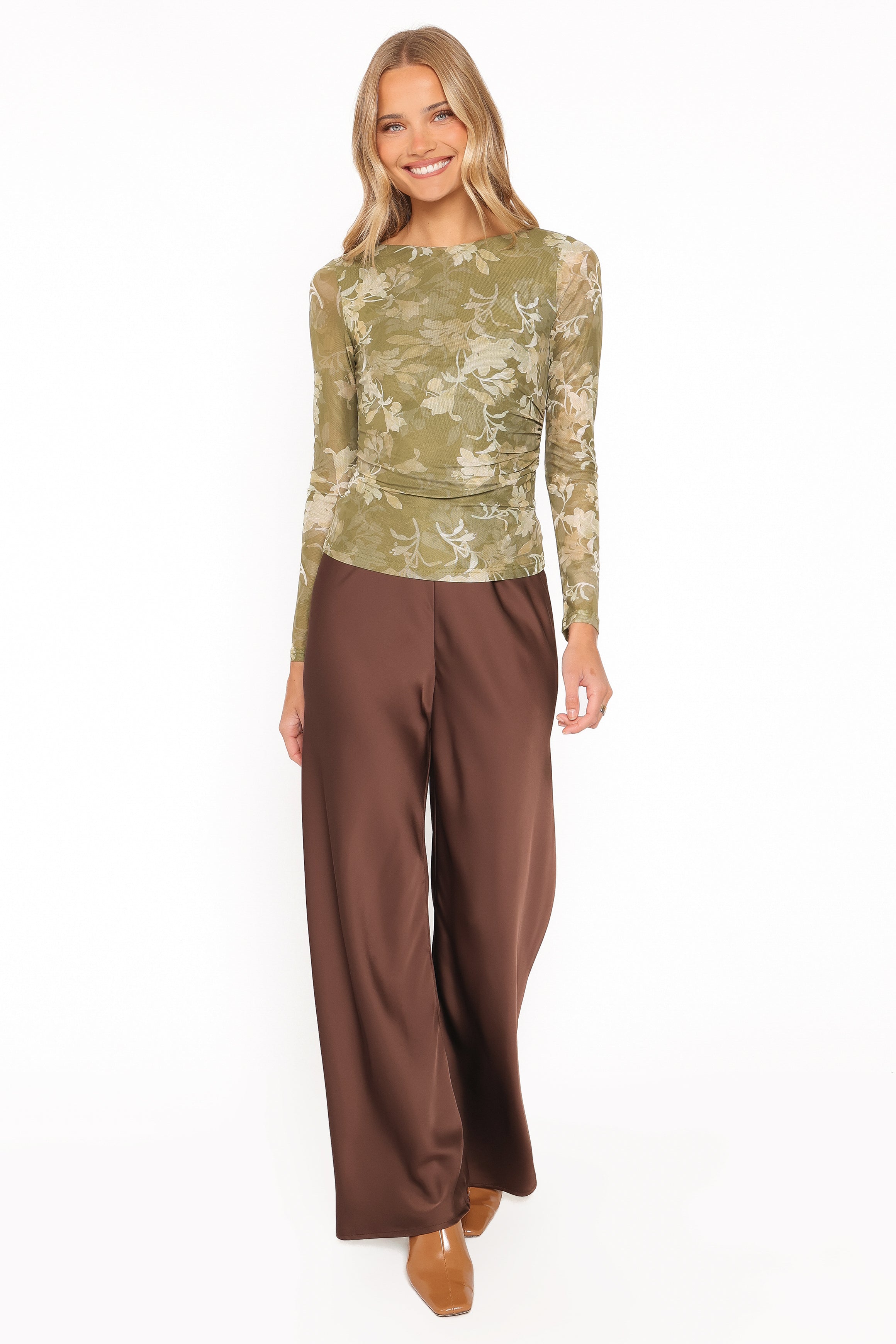 Xanthe Mesh Top - Green Floral