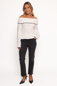 Yoana Off Shoulder Knit Sweater - White