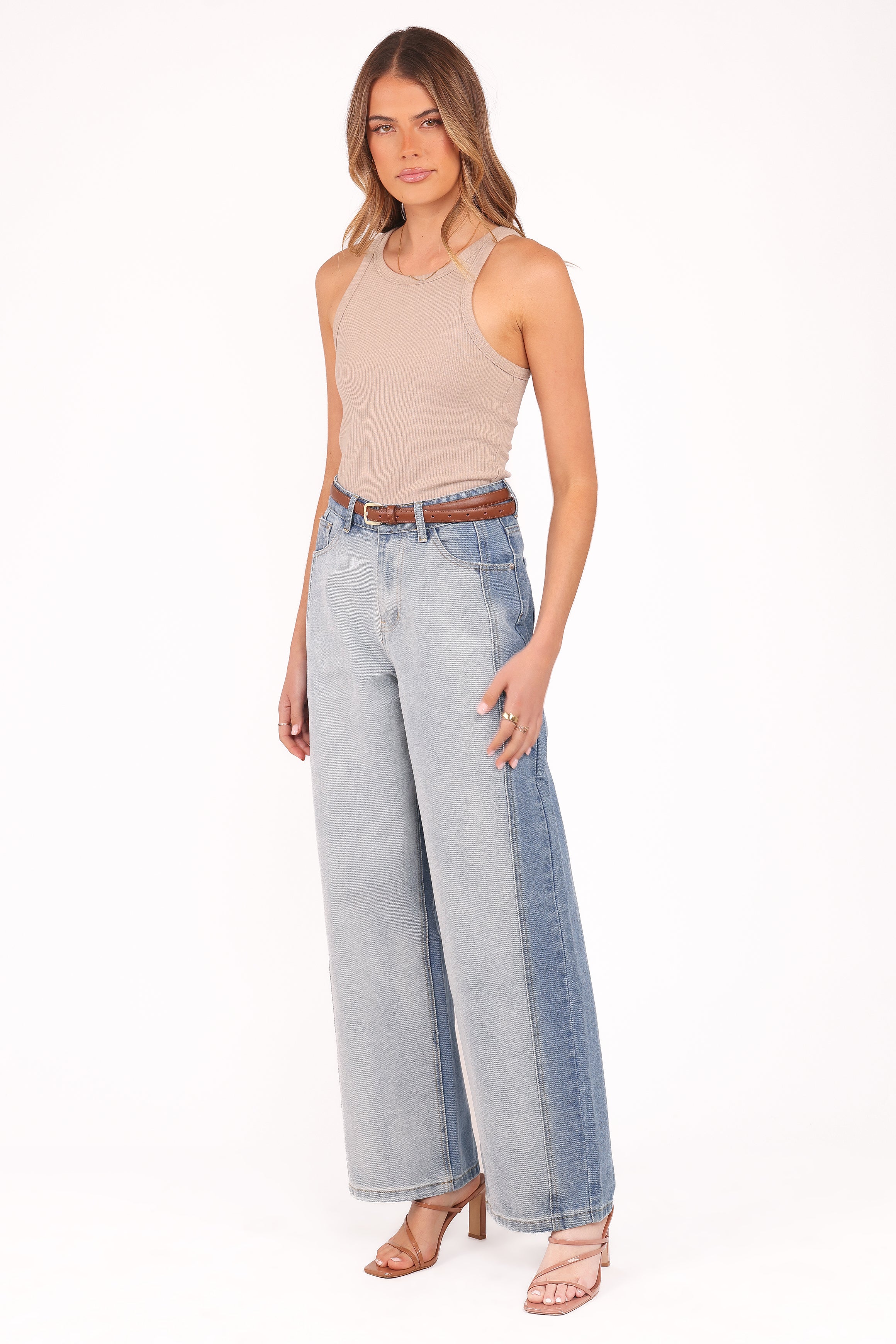 Yuri Wide Leg Jeans - Two Tone Blue