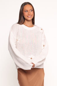Zadie All Over Daisy Knit Sweater - White