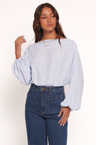 Zara Long Sleeve Top - Light Blue