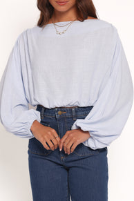 Zara Long Sleeve Top - Light Blue