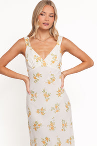 Zinnia Midi Dress - Yellow Floral