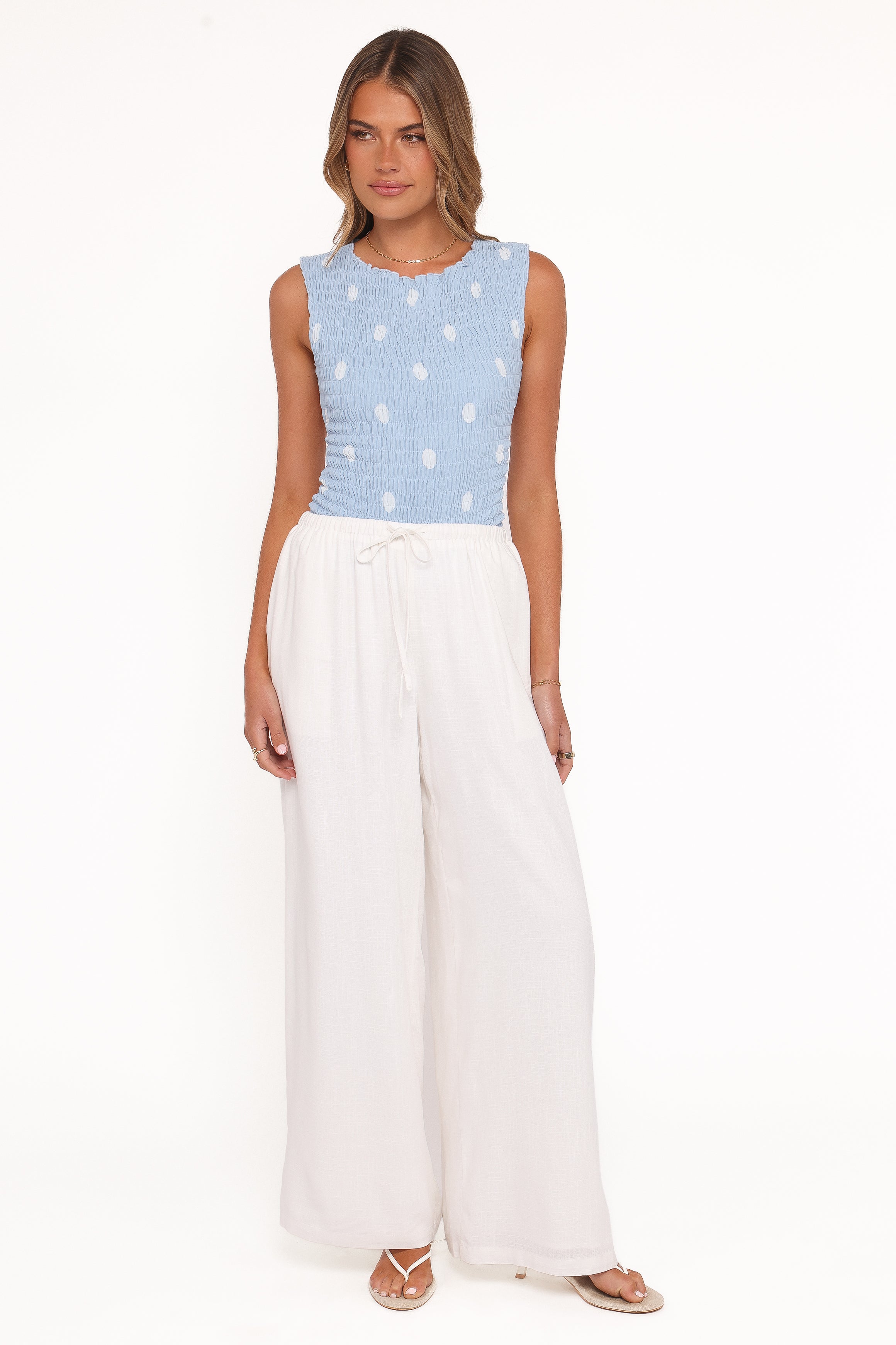Elowen Wide Leg Pants - White