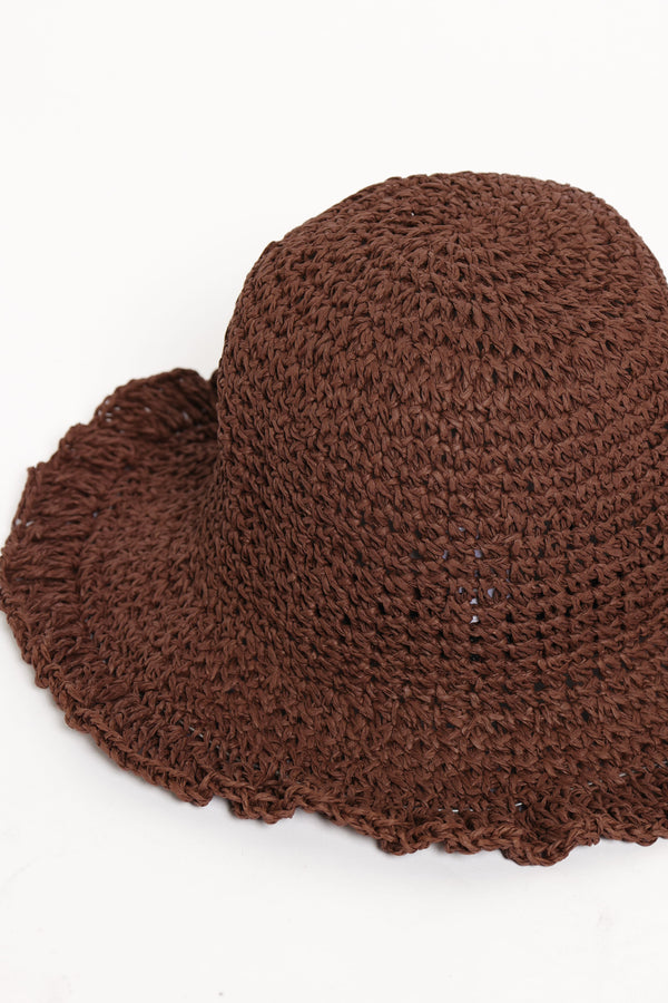 ACCESSORIES Agatha Woven Hat - Chocolate