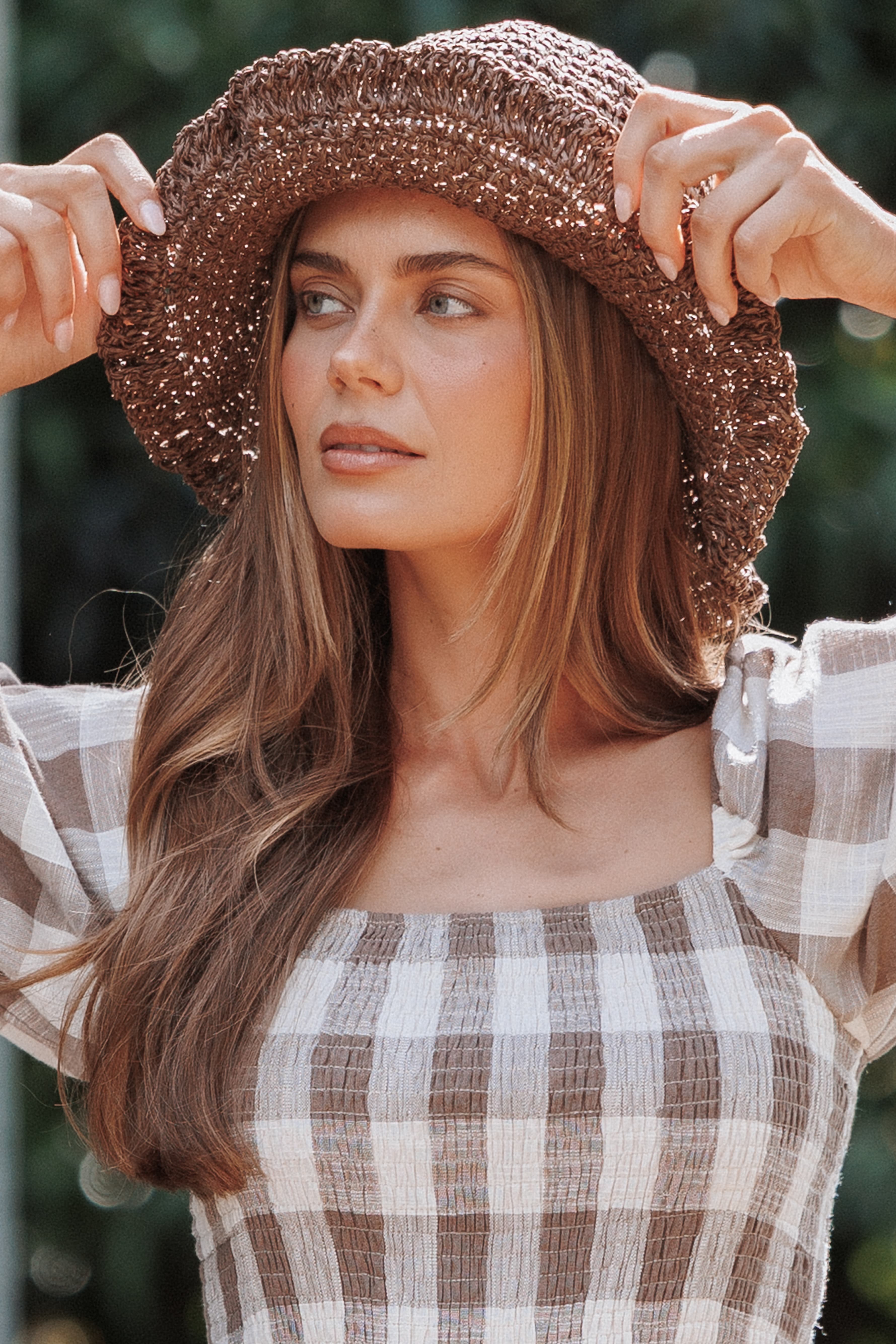 ACCESSORIES Agatha Woven Hat - Chocolate