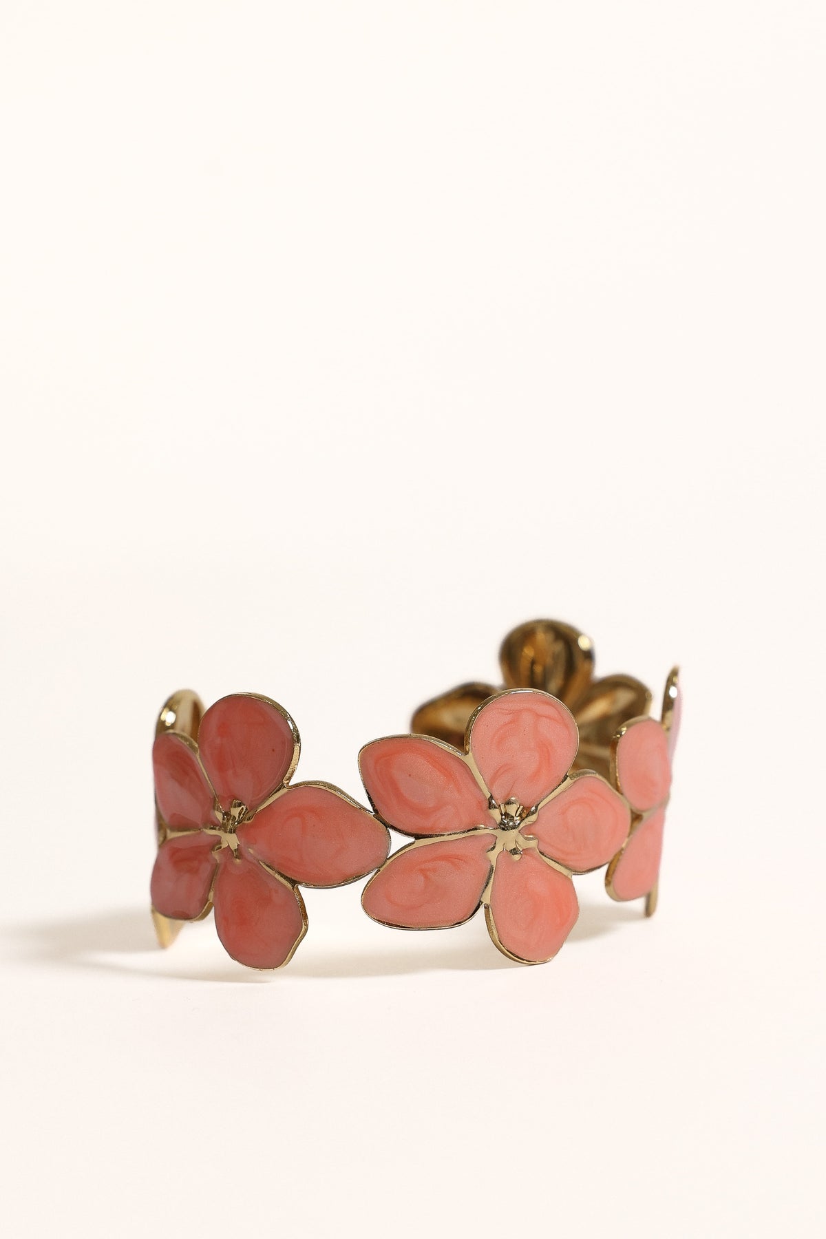 ACCESSORIES Amanda Flower Bangle Cuff - Coral Pink
