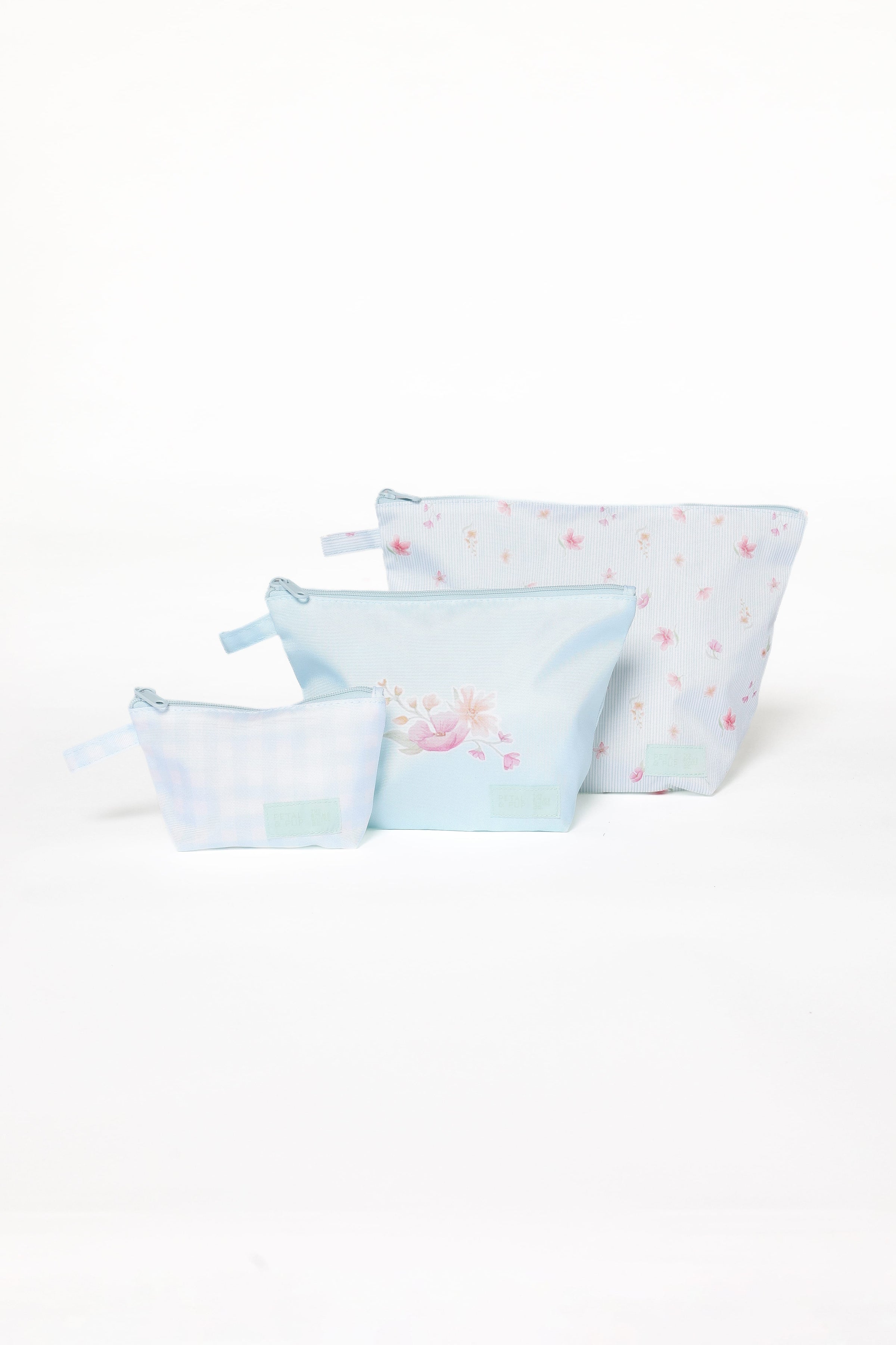 ACCESSORIES Handy Pouch Trio- Blue Garden Stripe