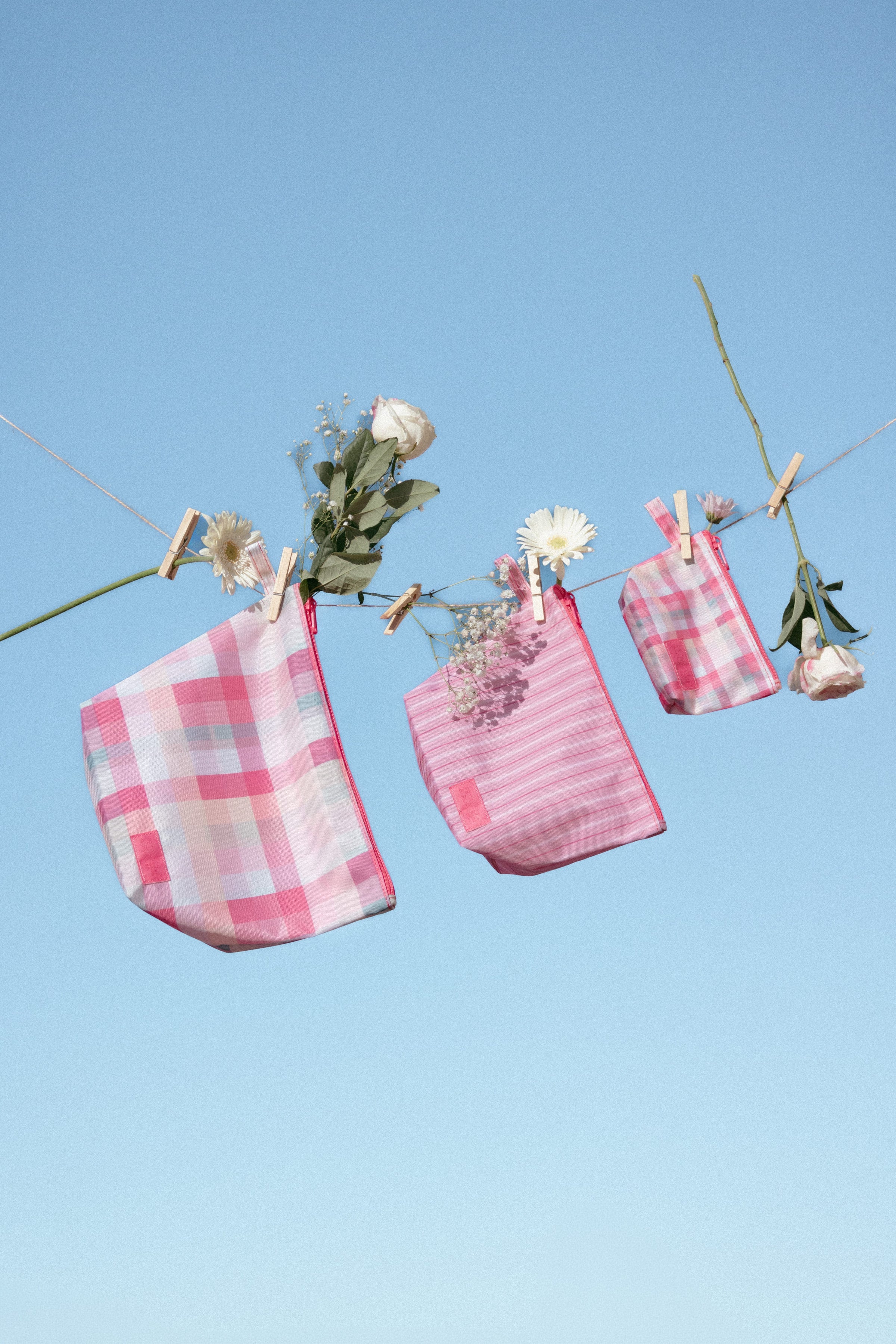 ACCESSORIES Handy Pouch Trio - Pink Picnic Plaid