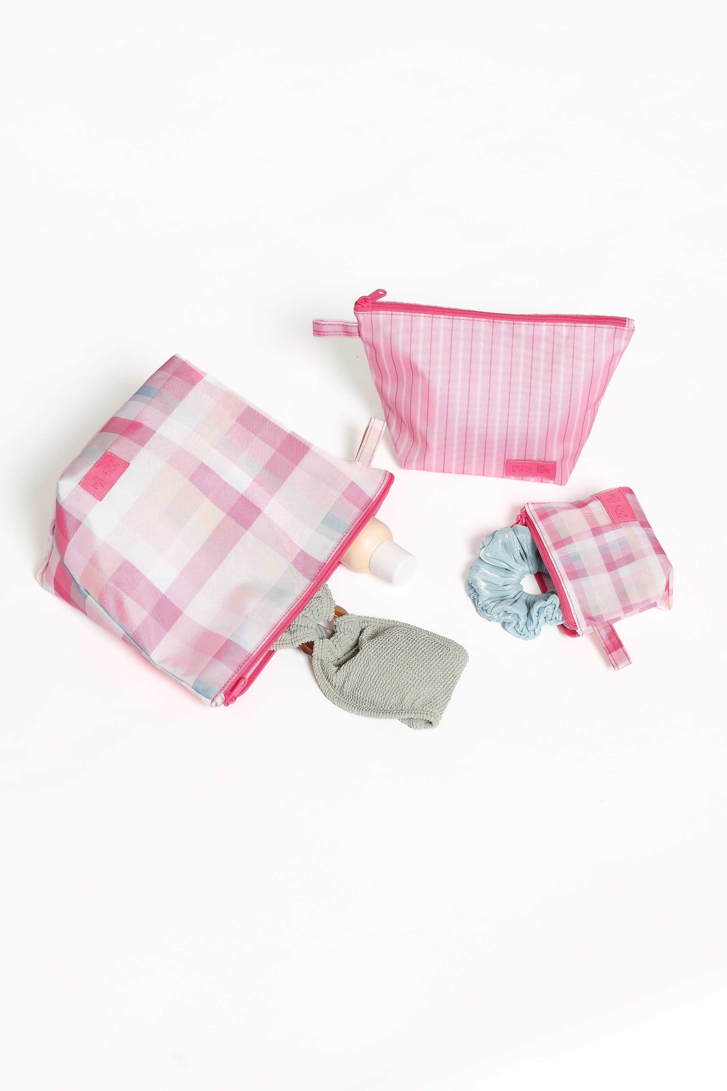 ACCESSORIES Handy Pouch Trio - Pink Picnic Plaid
