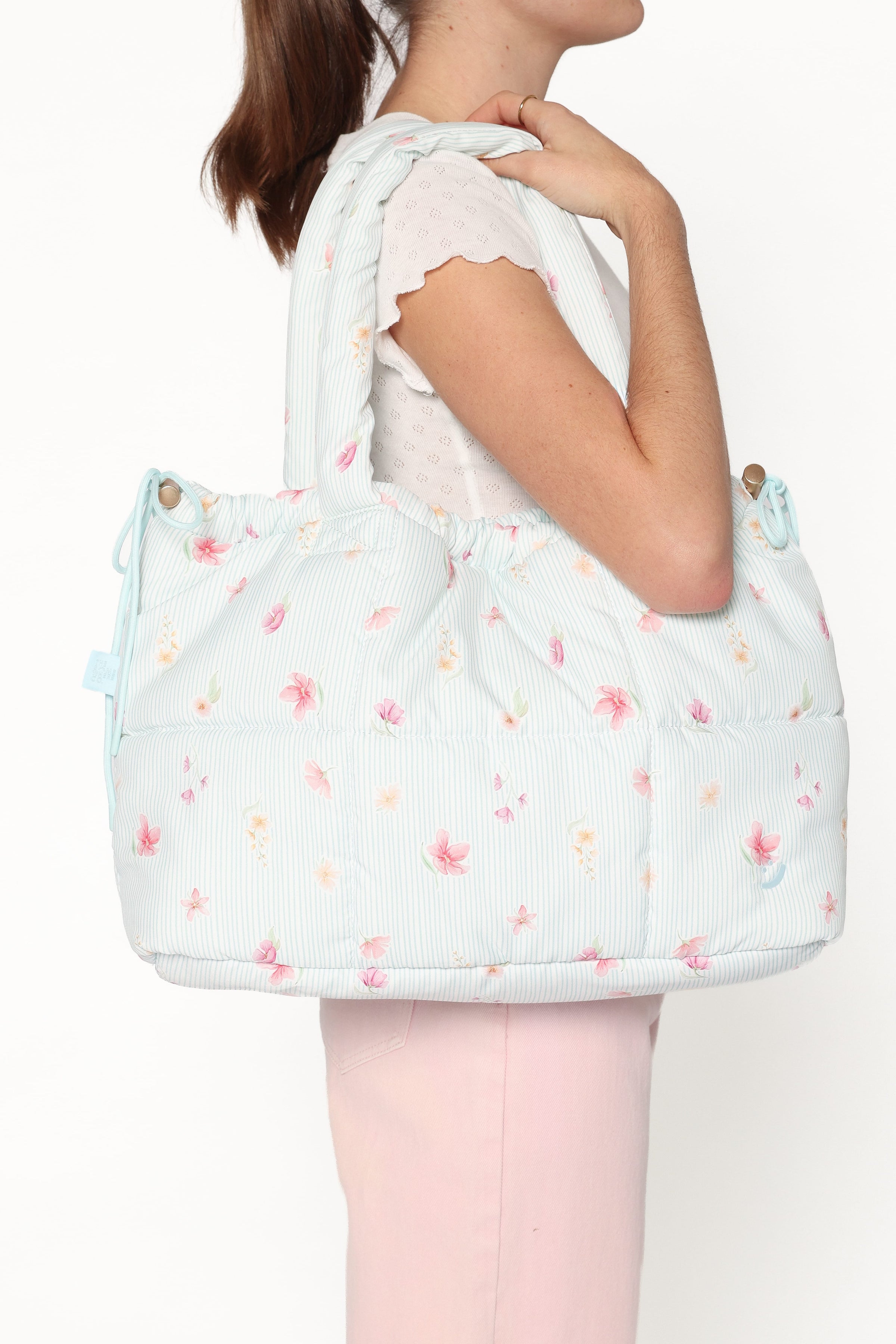 ACCESSORIES Marshmallow Midi Tote - Blue Garden Stripe