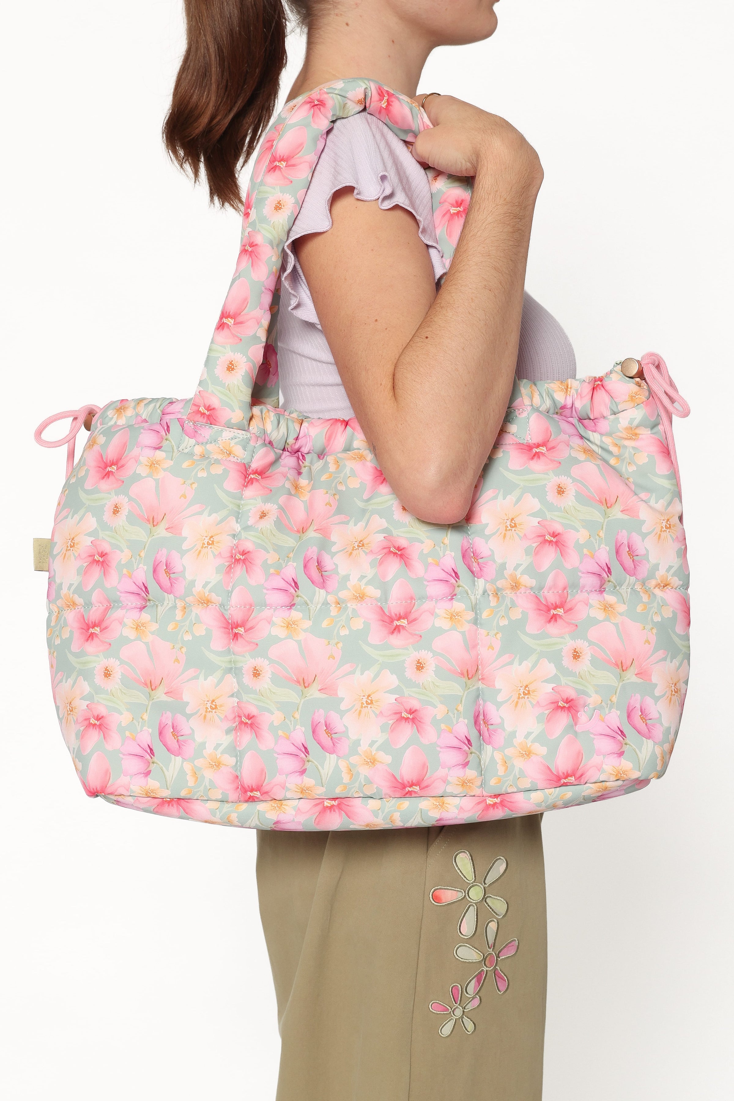 ACCESSORIES Marshmallow Midi Tote - Sage Wildflowers
