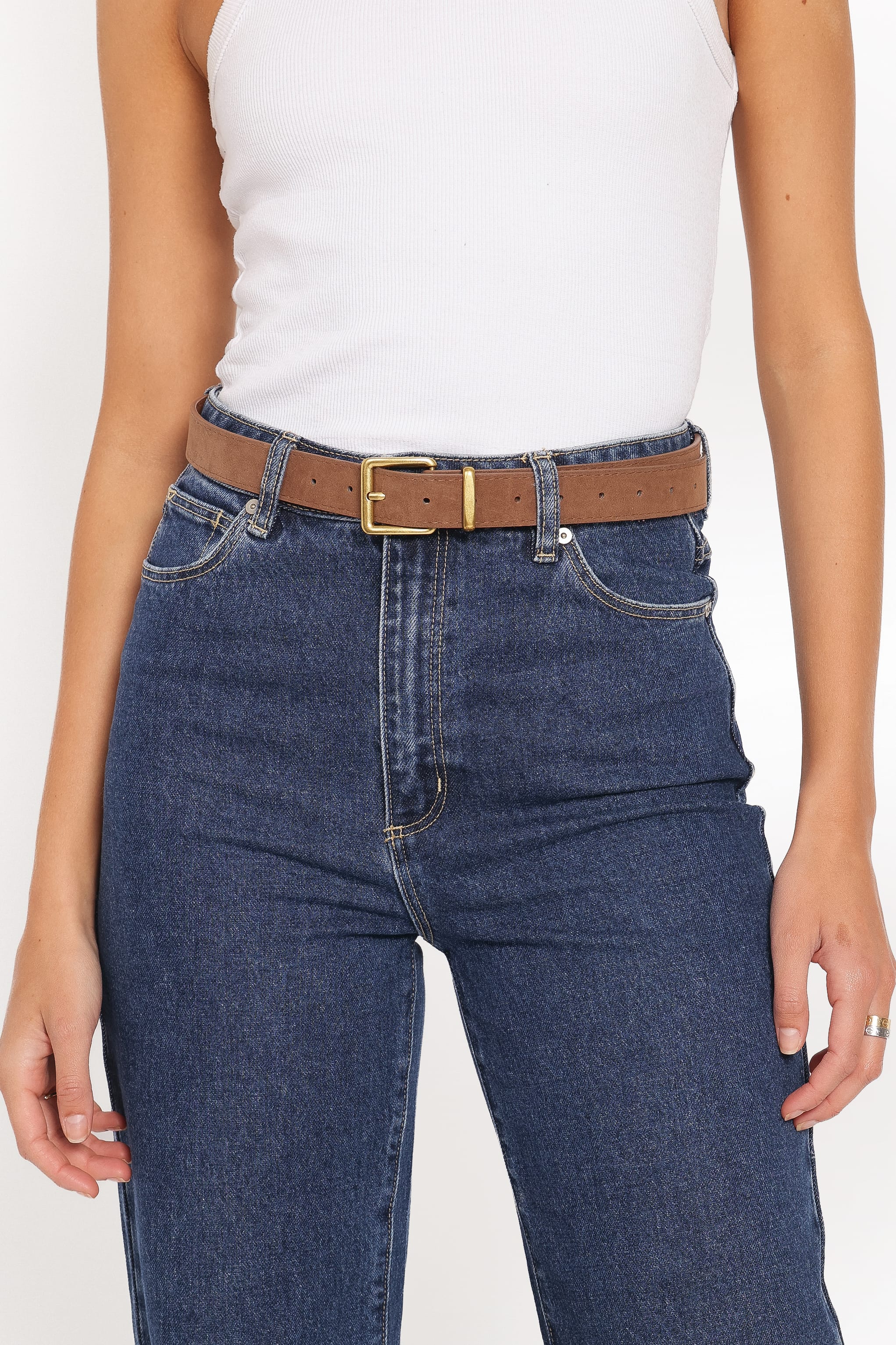 ACCESSORIES Mason Suede Belt - Brown