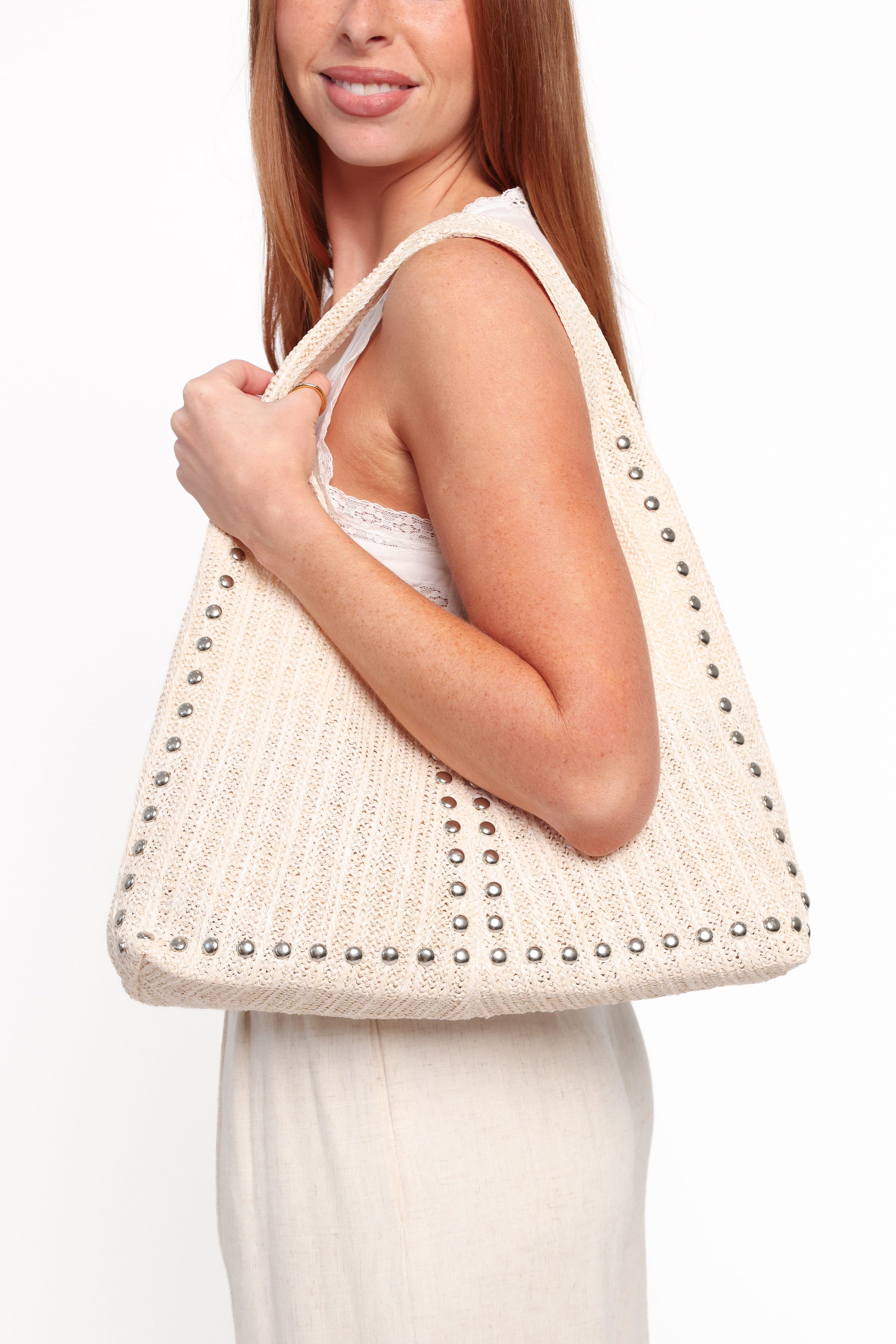 ACCESSORIES Melissa Studded Tote - Cream