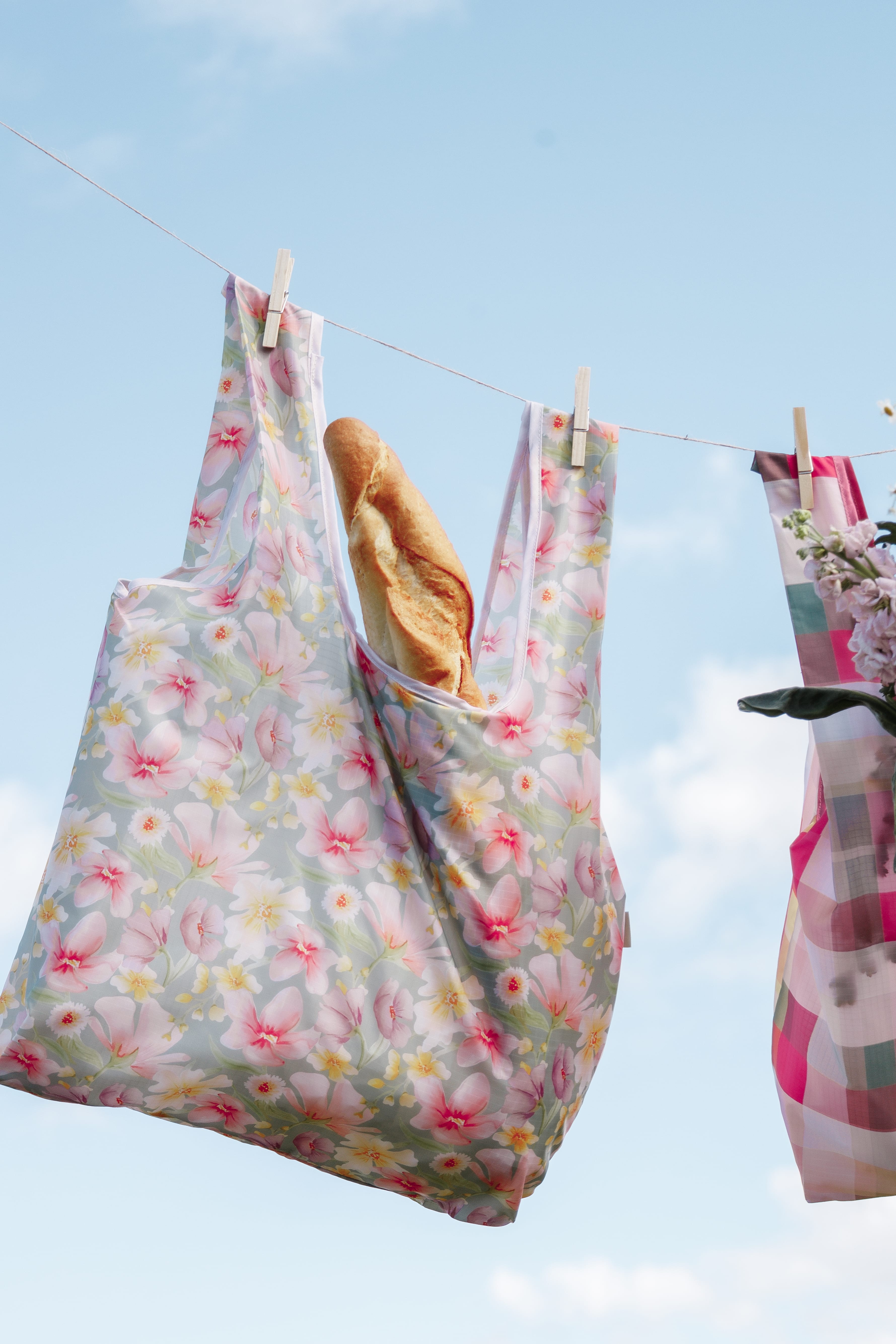 ACCESSORIES Reusable Shopping Bag - Sage Wildflowers